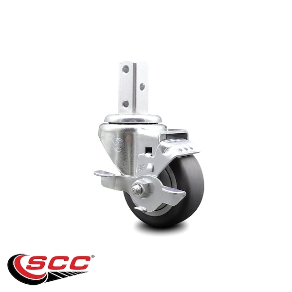 3.5 Inch Thermoplastic Rubber Swivel 7/8 Inch Square Stem Caster with Brake SCC